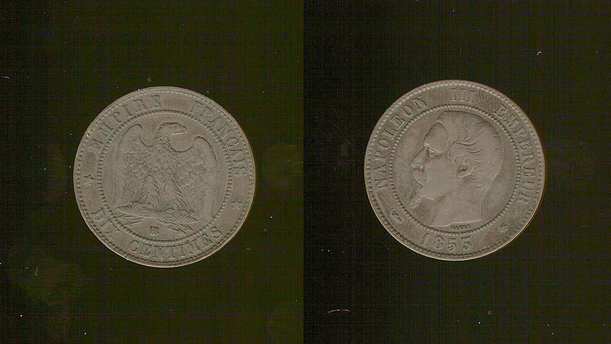 10 centimes Napoleon III 1853BB VF+/ aEF